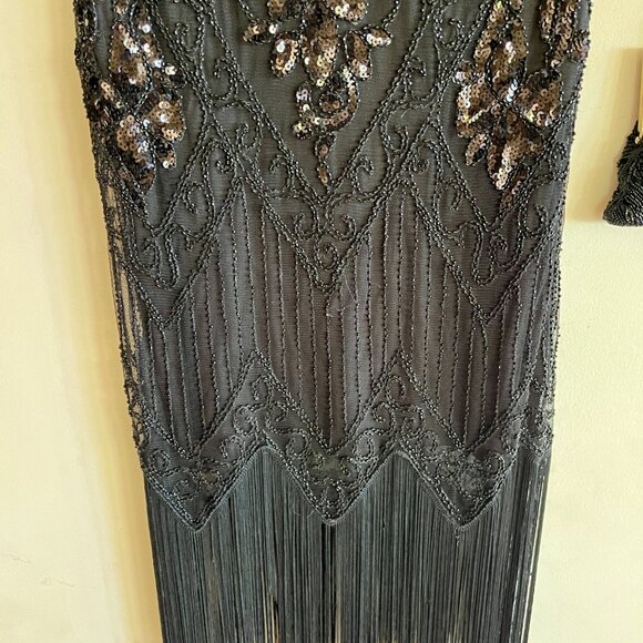 The PrettyGuide Women's Tiered Long Fringed Flapper Dress with Sleeves (size S) - Picture 8 of 8